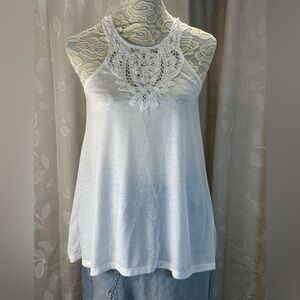H&M White Lace Halter Tank Top Small Boho Festival Summer Casual Flowy